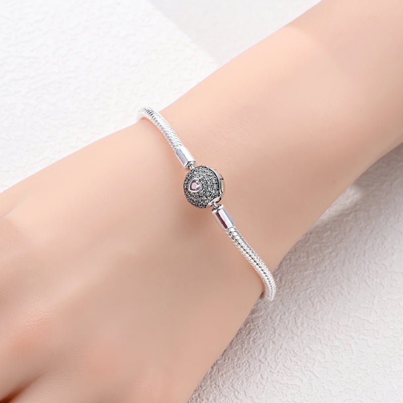 Amarante Jewelry Sparkling Pink Heart Charm Bracelet