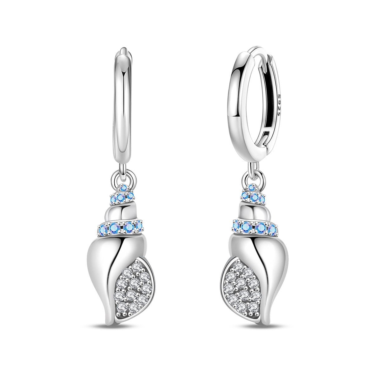 Amarante Jewelry Sparkling Seashell Hoop Earrings