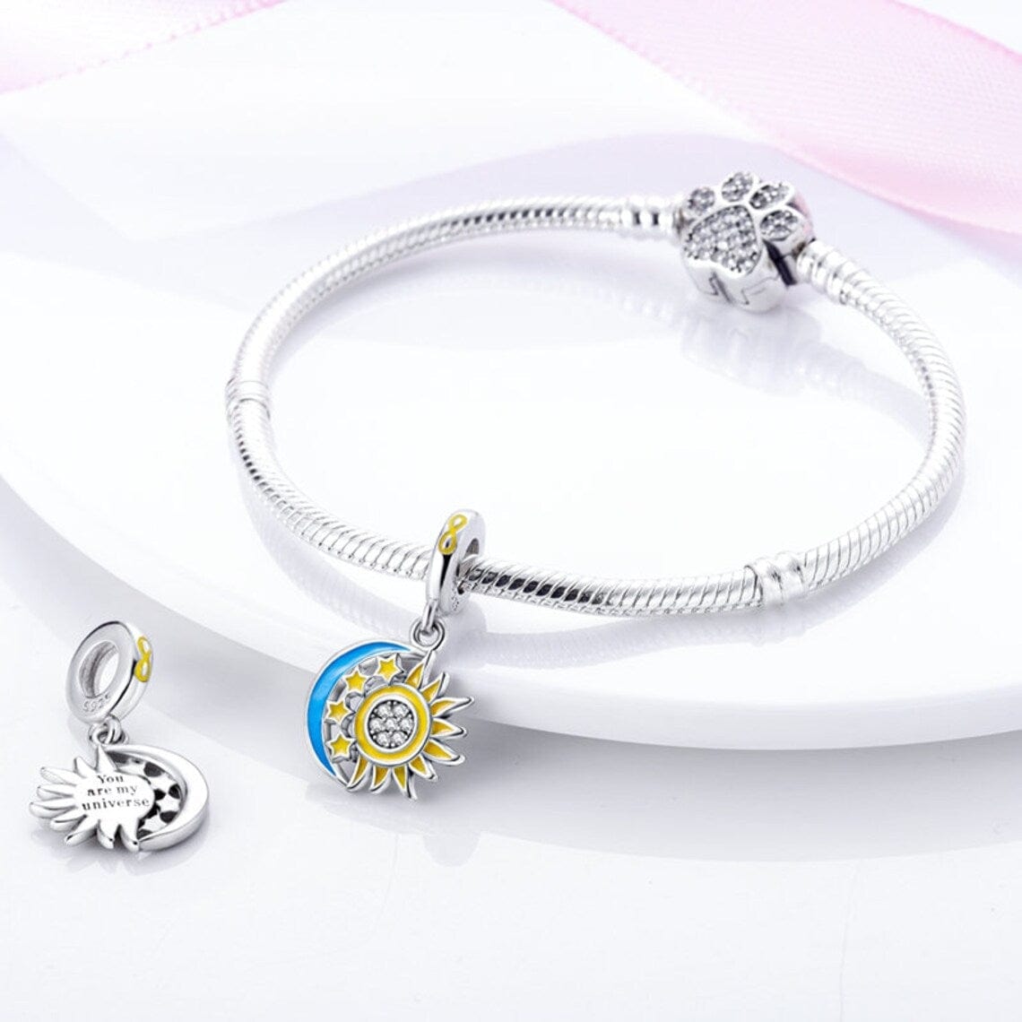 Amarante Jewelry Splittable Sun & Moon Dangle Charm