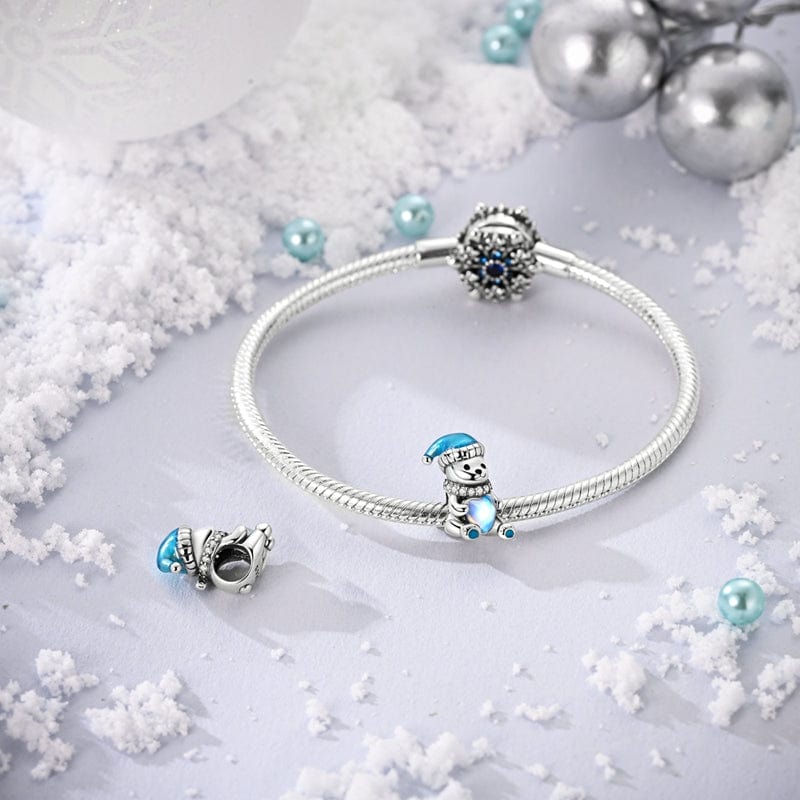 Amarante Jewelry Sparkling Winter Bear Charm with Blue Heart