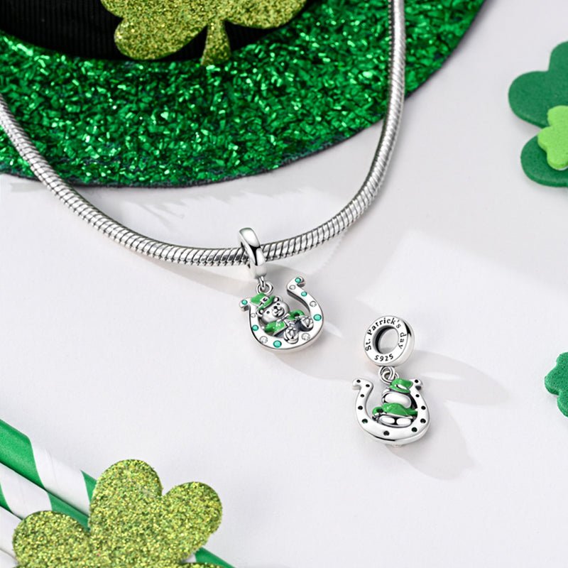 Amarante Jewelry St. Patrick’s Day Lucky Bear & Horseshoe Dangle Charm