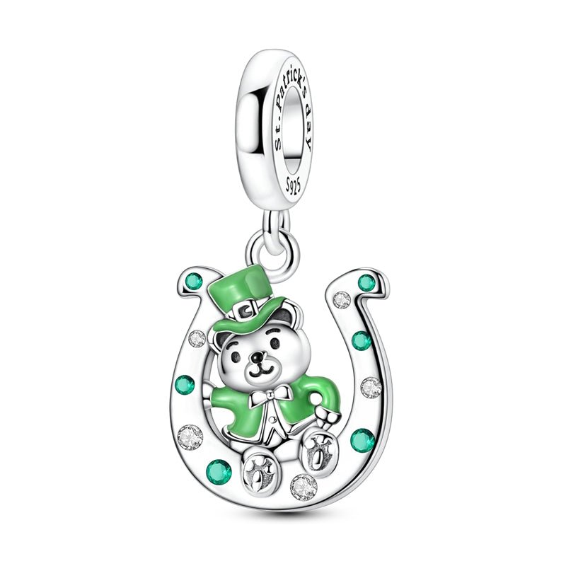 Amarante Jewelry St. Patrick’s Day Lucky Bear & Horseshoe Dangle Charm