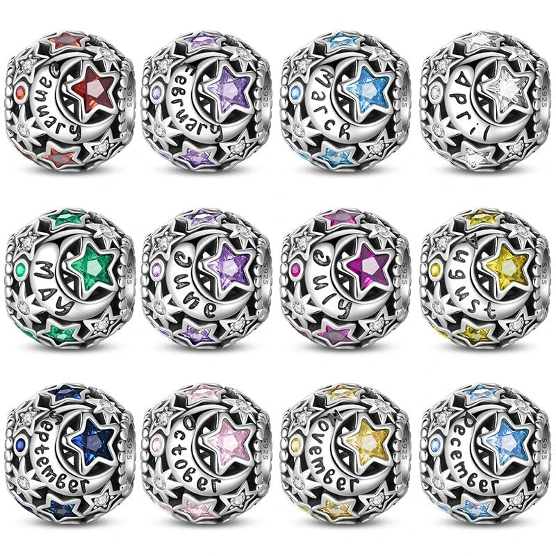 Amarante Jewelry Star & Moon Birthstone Charm