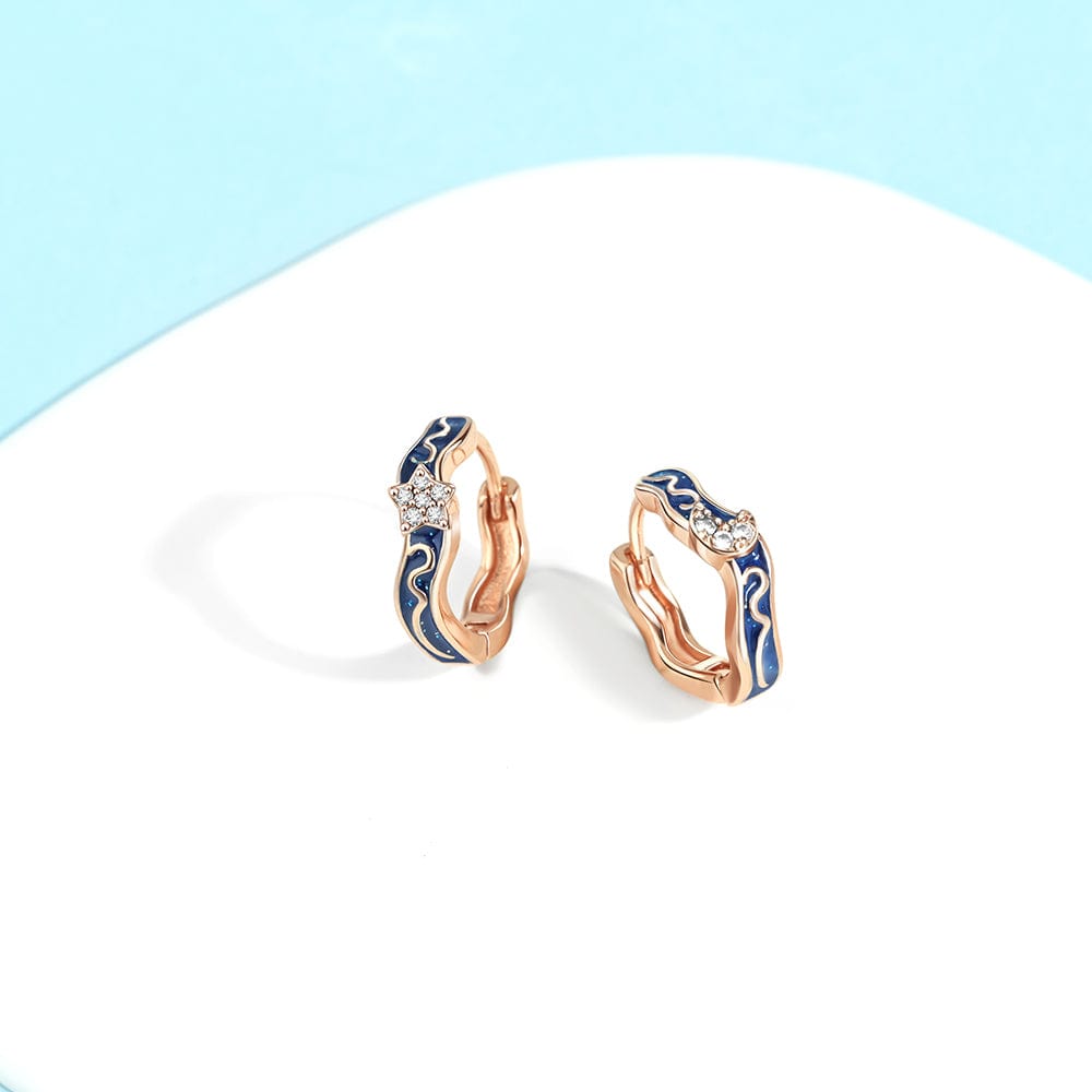 Amarante Jewelry Star & Moon Huggie Earrings with Enamel