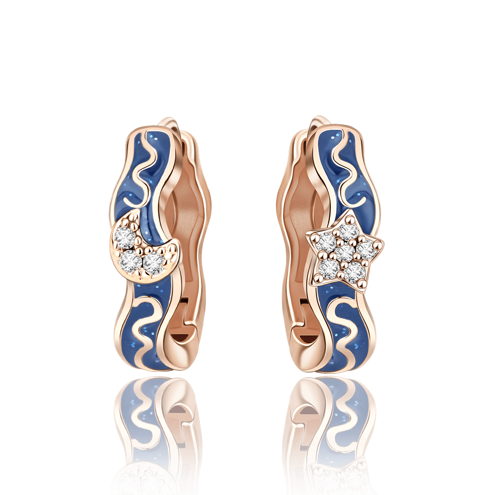 Amarante Jewelry Star & Moon Huggie Earrings with Enamel