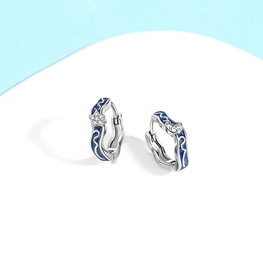 Amarante Jewelry Star & Moon Huggie Earrings with Enamel