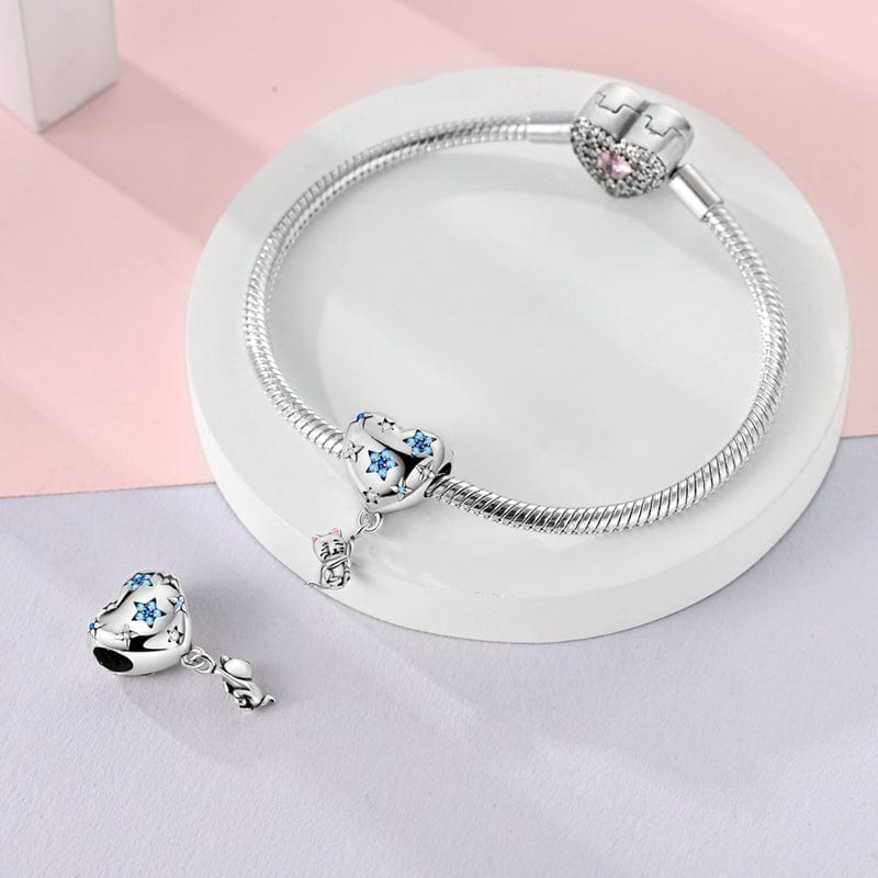 Amarante Jewelry Starry Heart & Playful Cat Charm