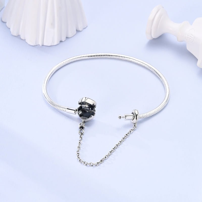 Amarante Jewelry Starry Night Heart Charm Bracelet with Safety Chain