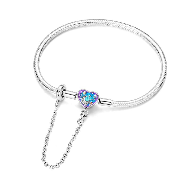 Amarante Jewelry Starry Night Heart Charm Bracelet with Safety Chain