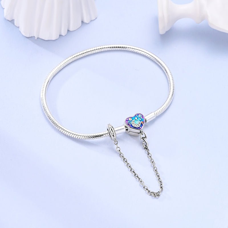 Amarante Jewelry Starry Night Heart Charm Bracelet with Safety Chain
