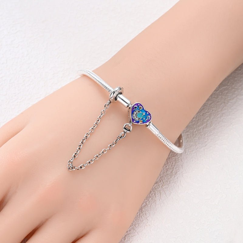 Amarante Jewelry Starry Night Heart Charm Bracelet with Safety Chain