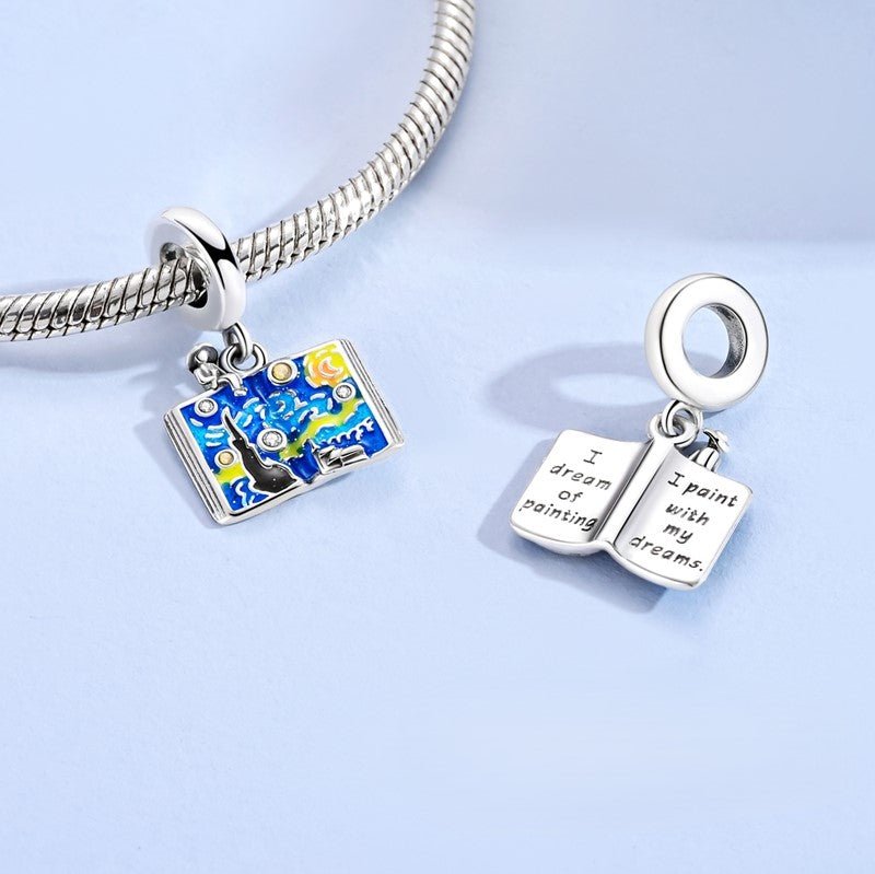 Amarante Jewelry Starry Night Painting & Dream Book Dangle Charm
