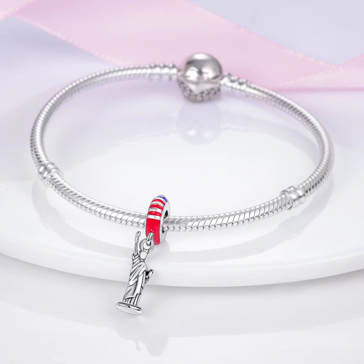 Amarante Jewelry Statue of Liberty Monument USA Flag Dangle Charm