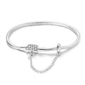 Amarante Jewelry Sterling Silver Bracelet with Sparkling Pavé Clasp and Safety Chain