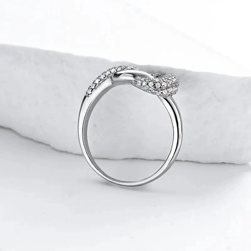 Amarante Jewelry Sterling Silver Infinity Knot Ring with Pavé Diamonds