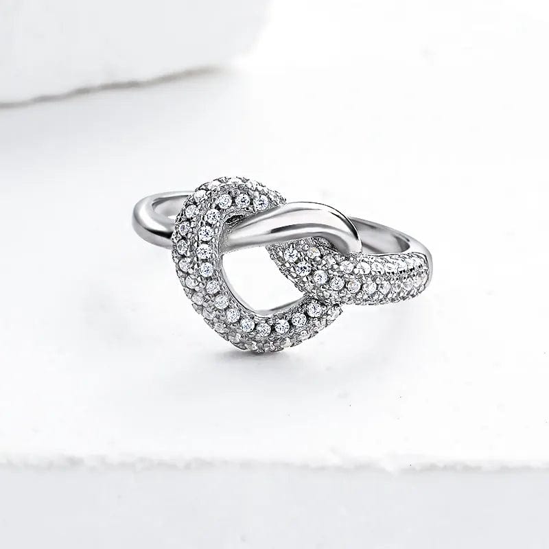 Amarante Jewelry Sterling Silver Infinity Knot Ring with Pavé Diamonds