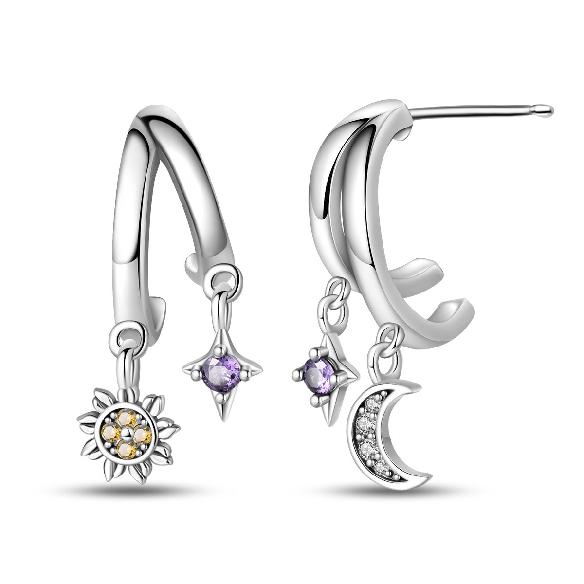 Amarante Jewelry Sun & Moon Hoop Earrings