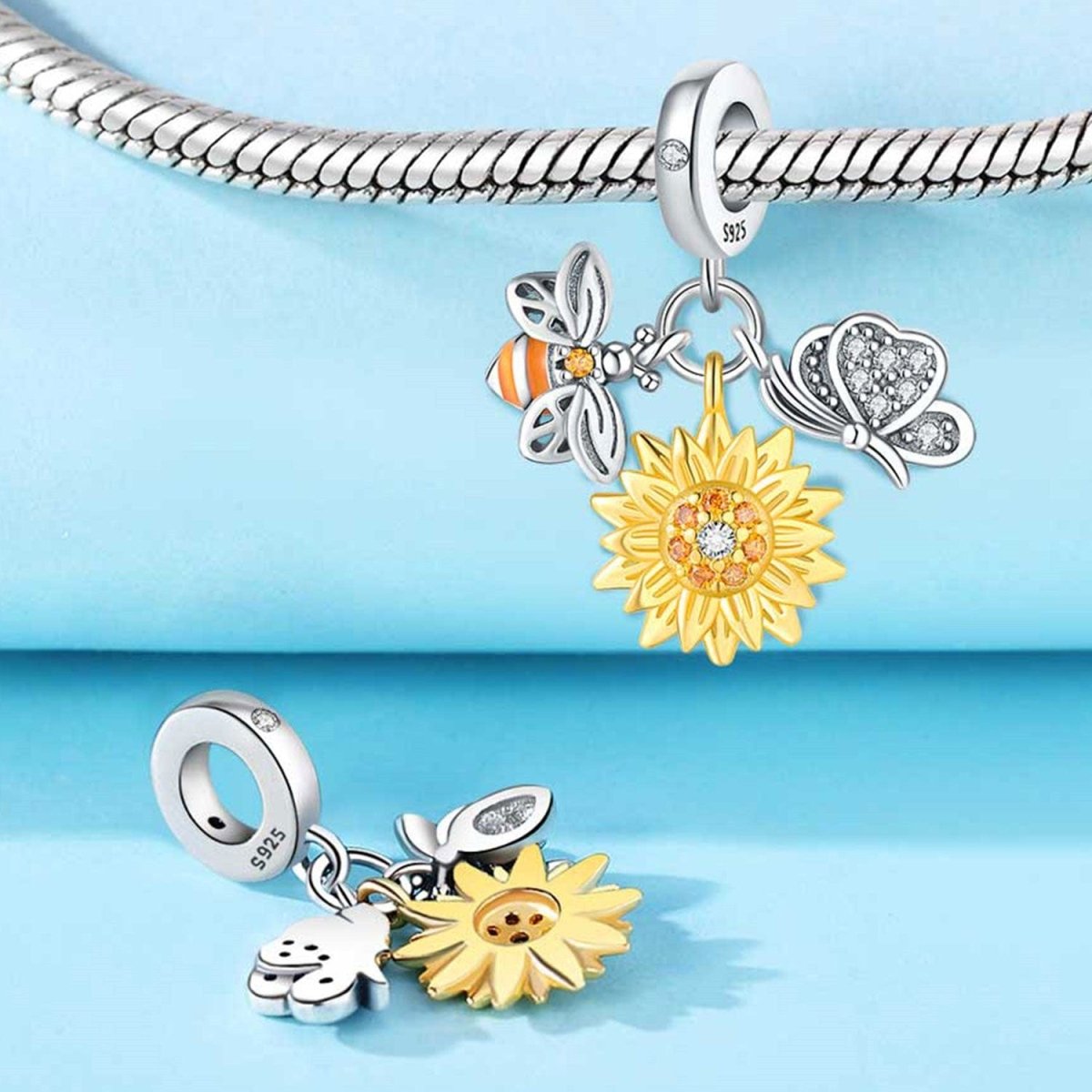 Amarante Jewelry Sunflower, Bee & Butterfly Charm