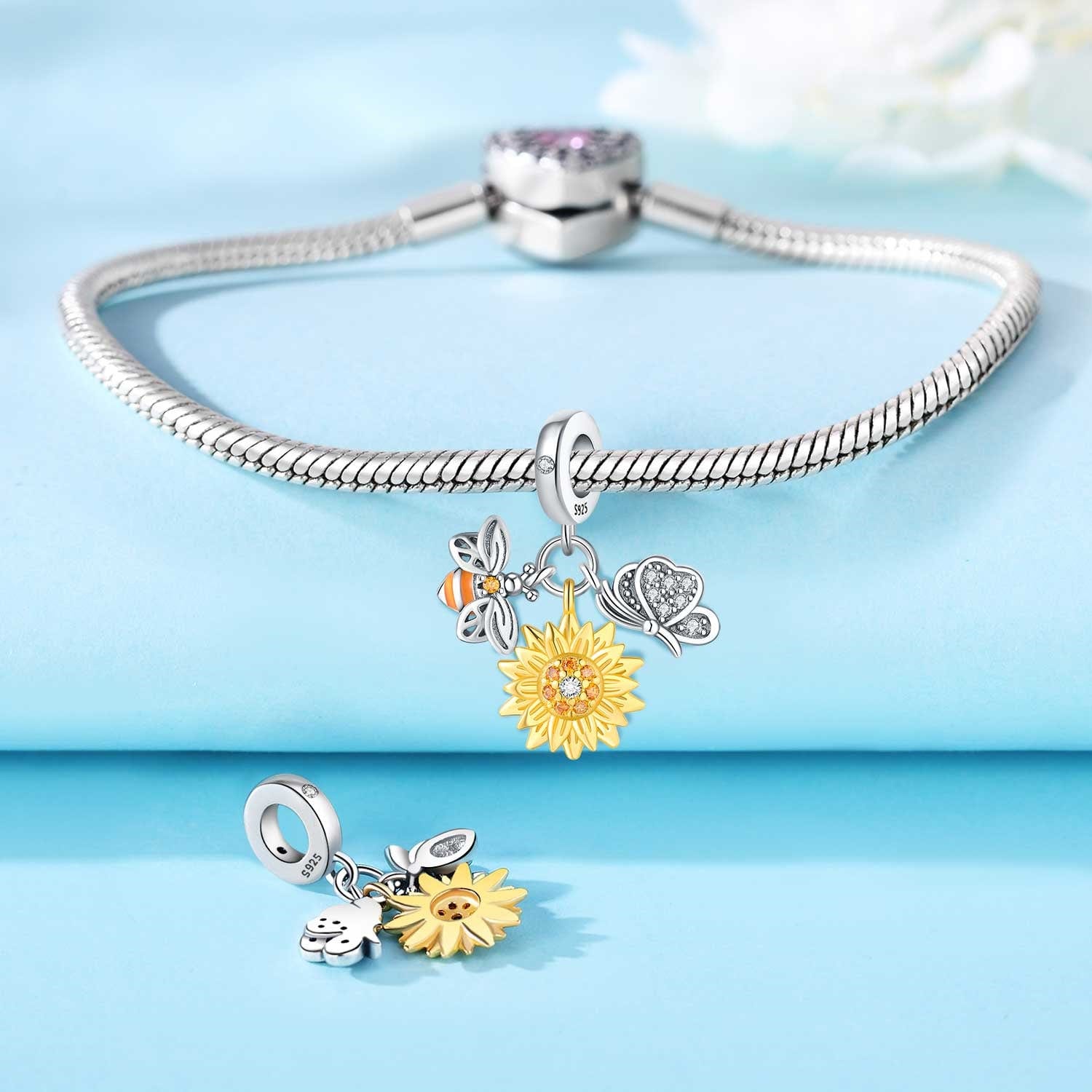 Amarante Jewelry Sunflower, Bee & Butterfly Charm