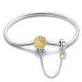 Amarante Jewelry Sunflower Charm Bracelet with Safety Chain and Dangle