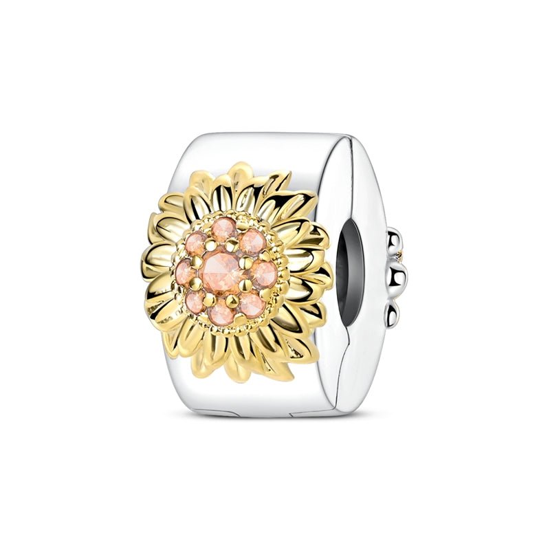 Amarante Jewelry Sunflower Charm with Pink Crystals Clip Charm
