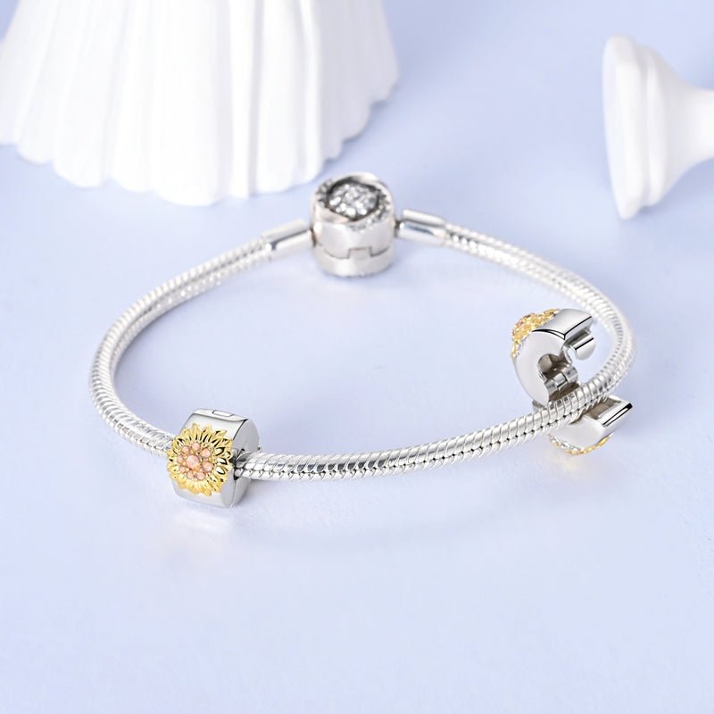 Amarante Jewelry Sunflower Charm with Pink Crystals Clip Charm