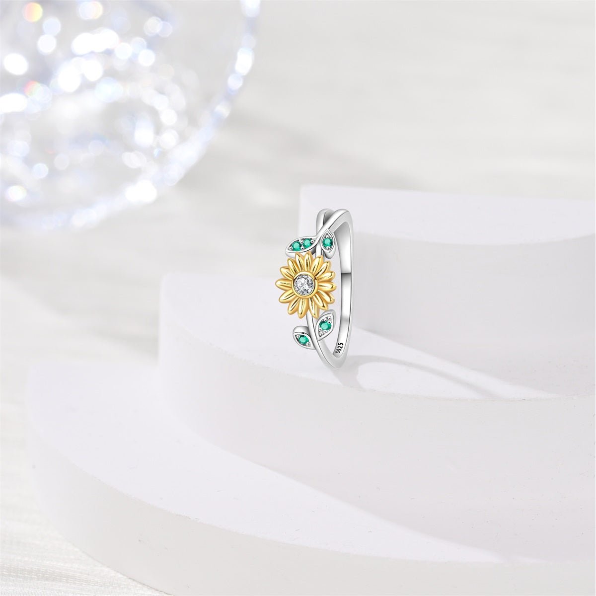 Amarante Jewelry Sunflower & Green Leaf Ring
