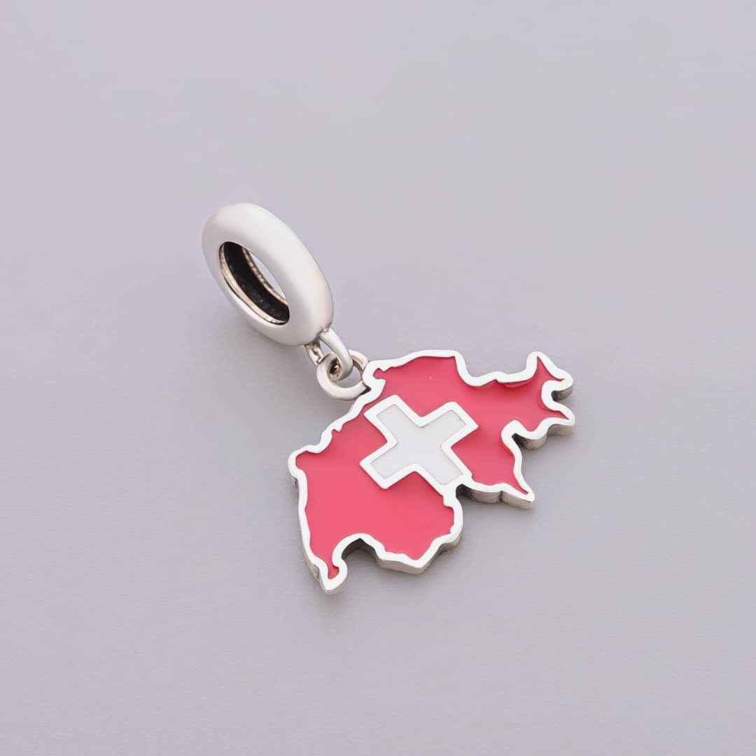 Amarante Jewelry Switzerland Map Flag Dangle Charm