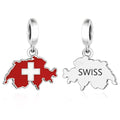 Amarante Jewelry Switzerland Map Flag Dangle Charm