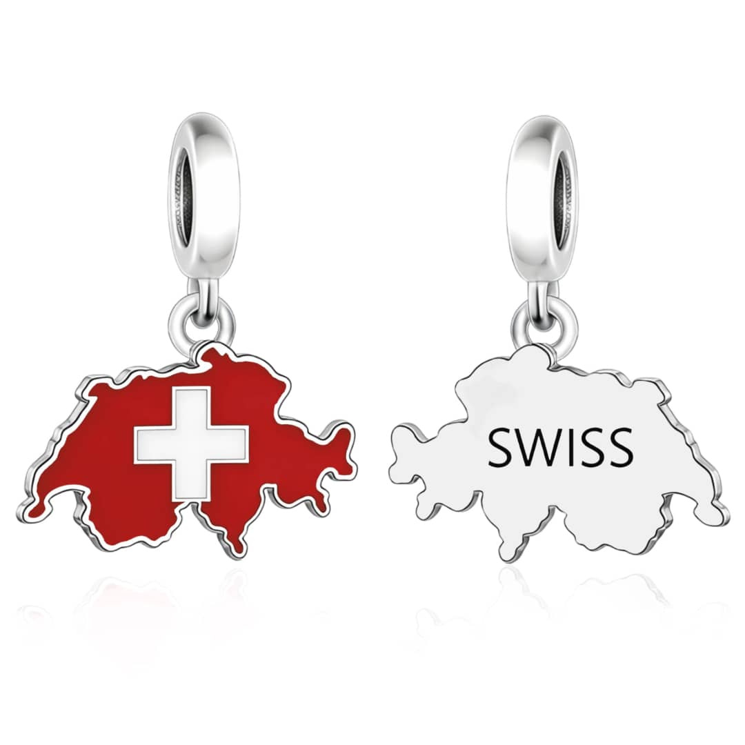 Amarante Jewelry Switzerland Map Flag Dangle Charm