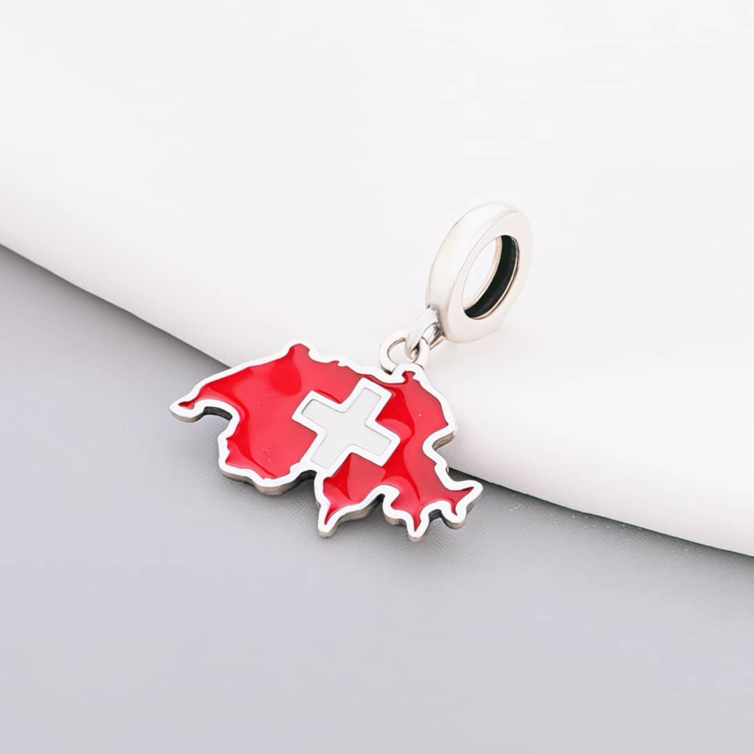 Amarante Jewelry Switzerland Map Flag Dangle Charm