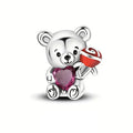 Amarante Jewelry Teddy Bear Holding a Heart & Rose Love Charm