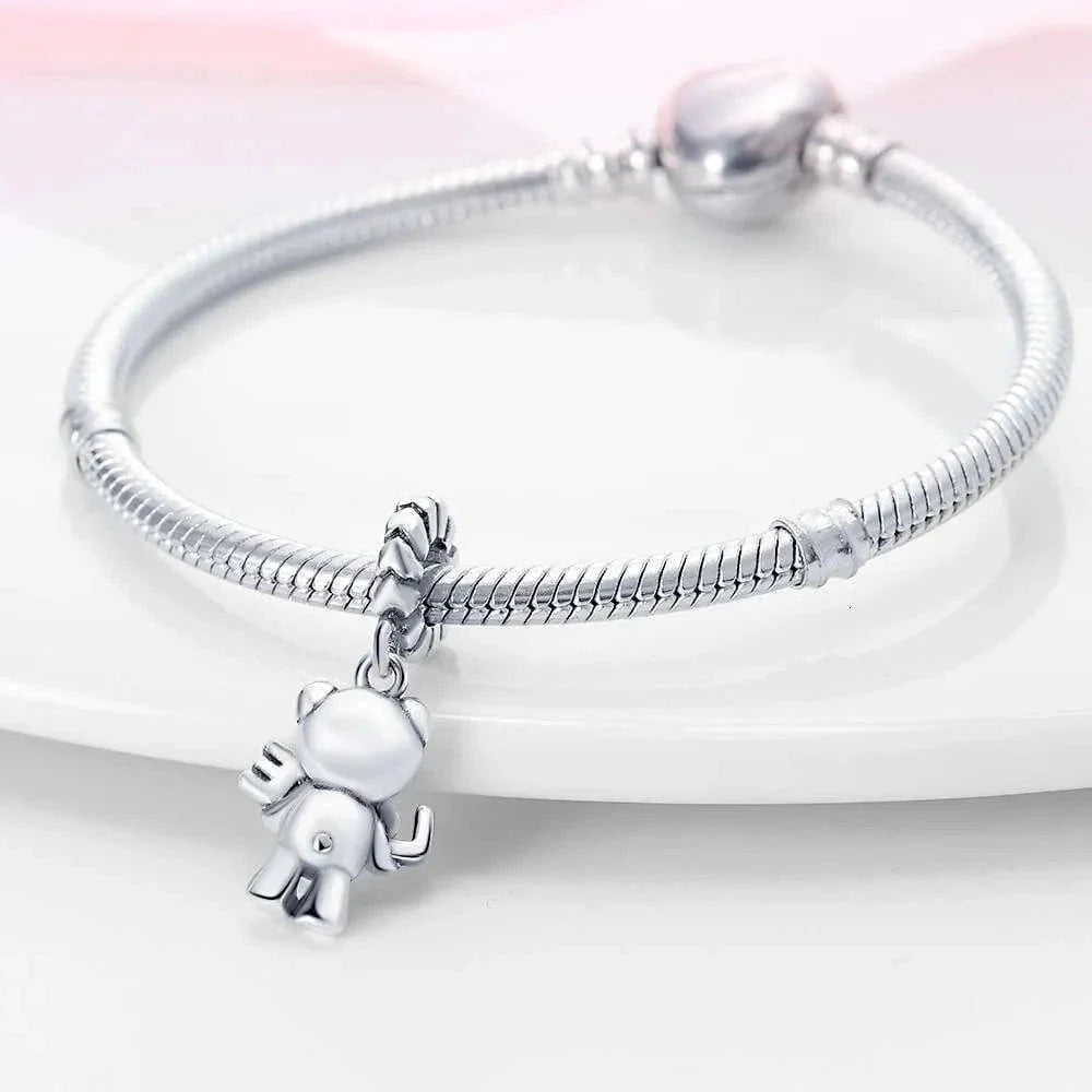 Amarante Jewelry Teddy Bear Holding 'Love You' Pink Dangle Charm