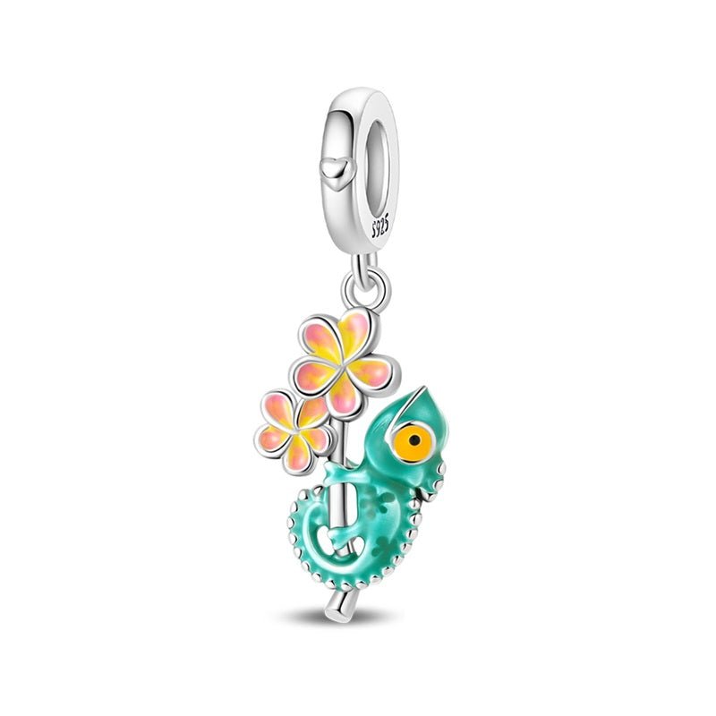 Amarante Jewelry Temperature - Changing Chameleon & Flower Dangle Charm