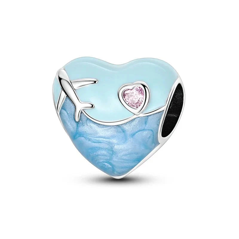 Amarante Jewelry The World Is Yours to Explore Airplane Heart Charm