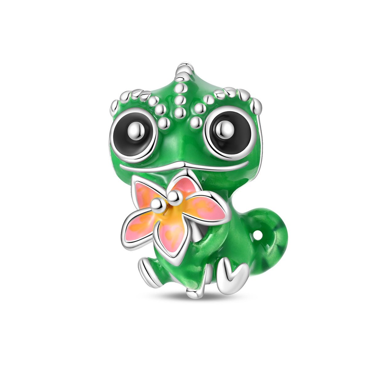 Amarante Jewelry Thermochromic Color - Changing Baby Chameleon with Flower Charm
