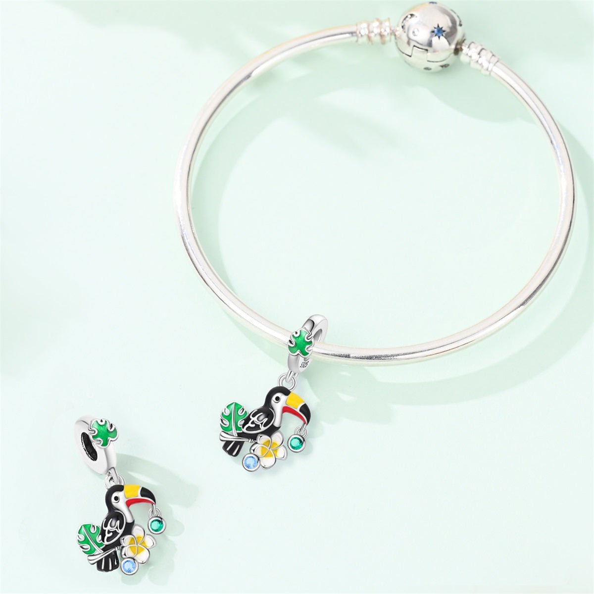 Amarante Jewelry Toucan, Monstera Leaf & Plumeria Dangle Charm