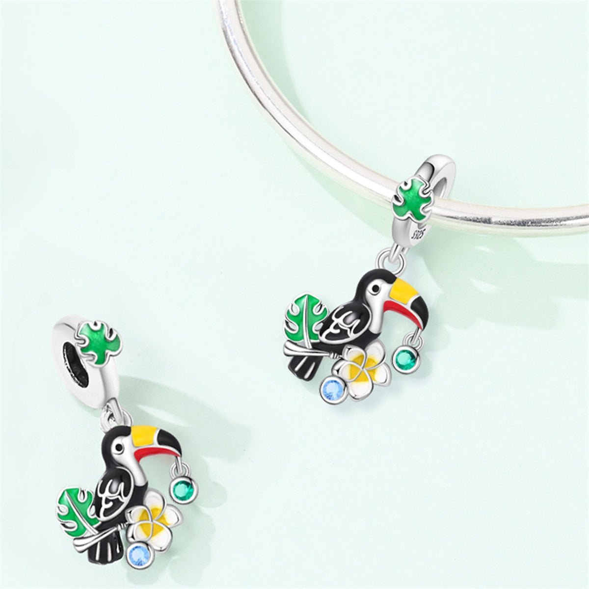 Amarante Jewelry Toucan, Monstera Leaf & Plumeria Dangle Charm