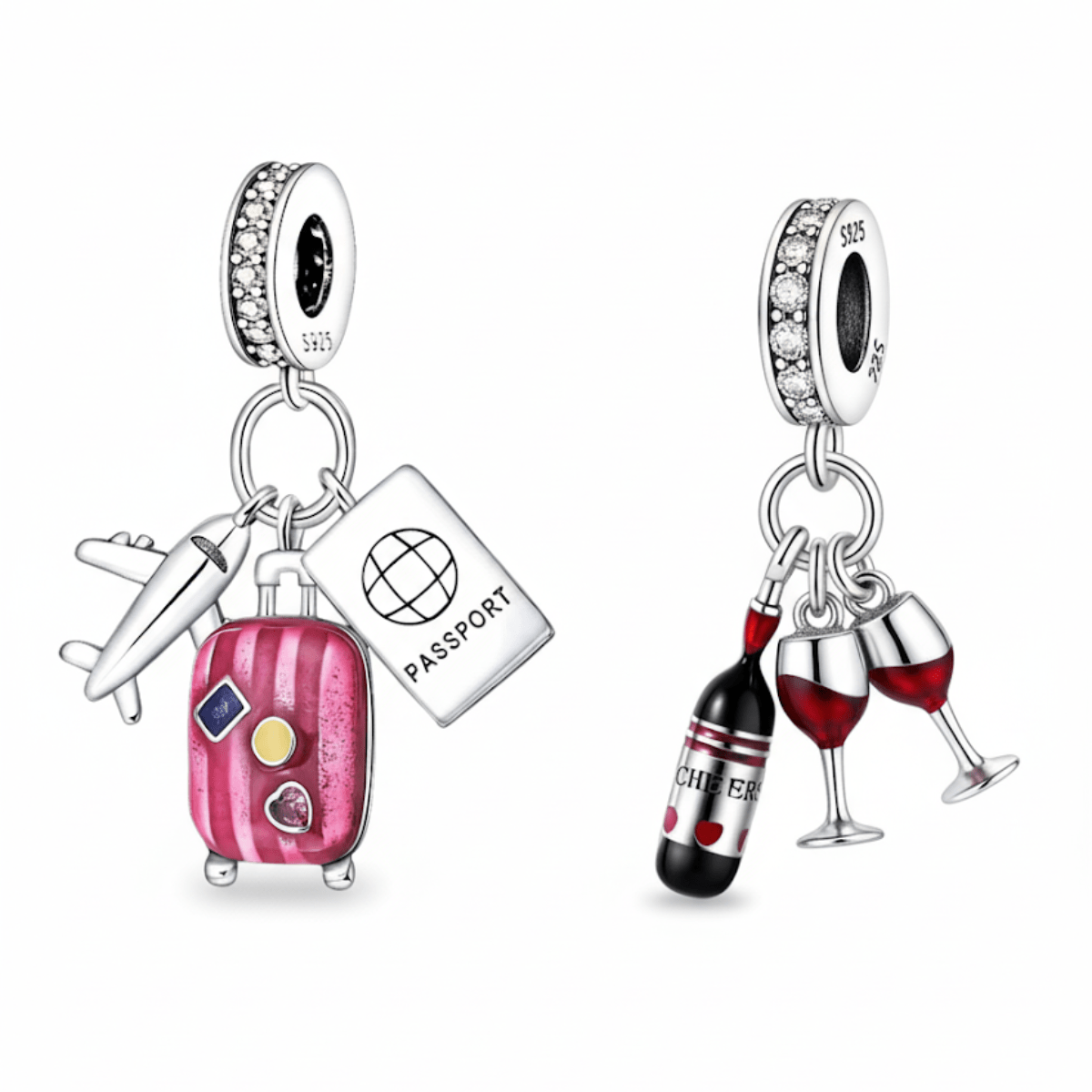 Amarante Jewelry Travel & Cheers Charm Duo