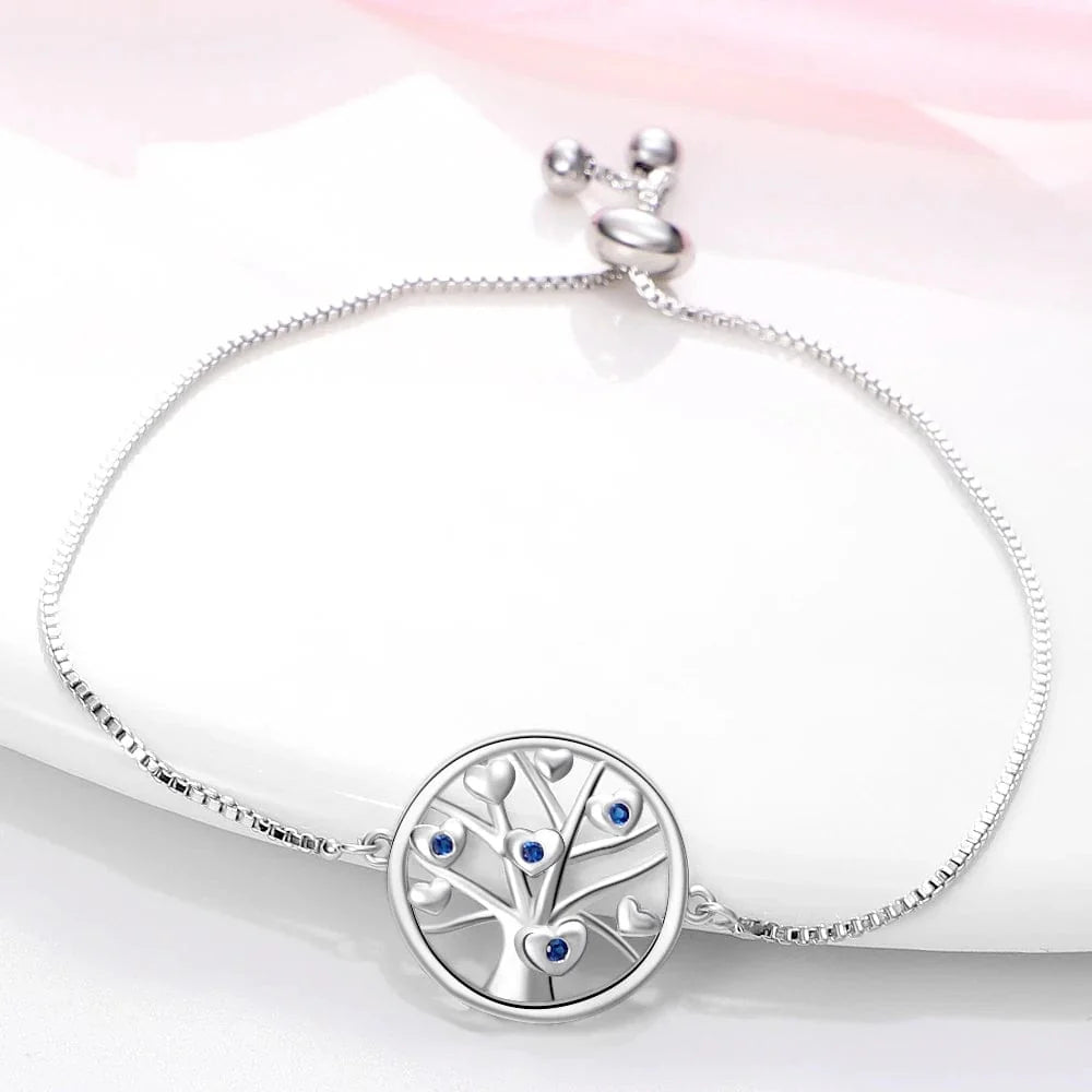 Amarante Jewelry Tree of Life Bracelet with Blue Gemstone Accents