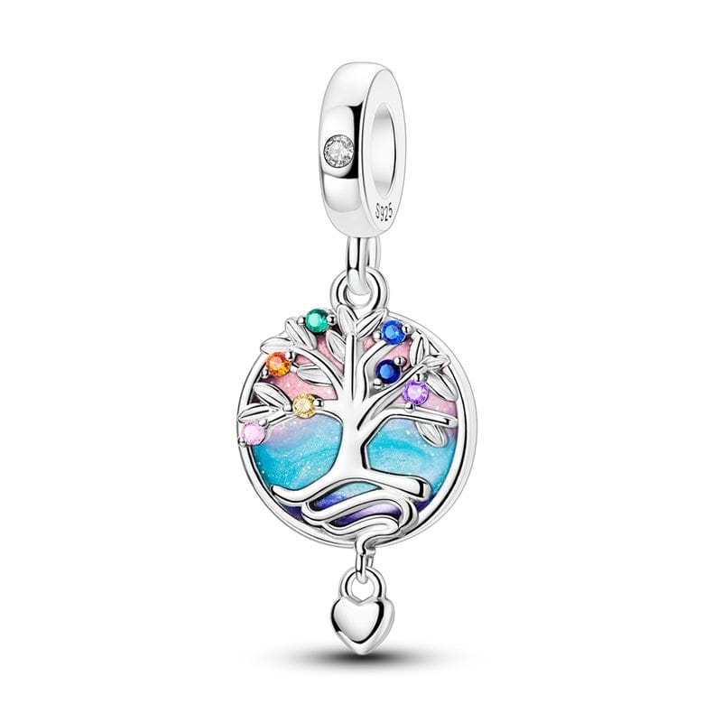 Amarante Jewelry Tree of Life with Multicolor Gemstones Dangle Charm
