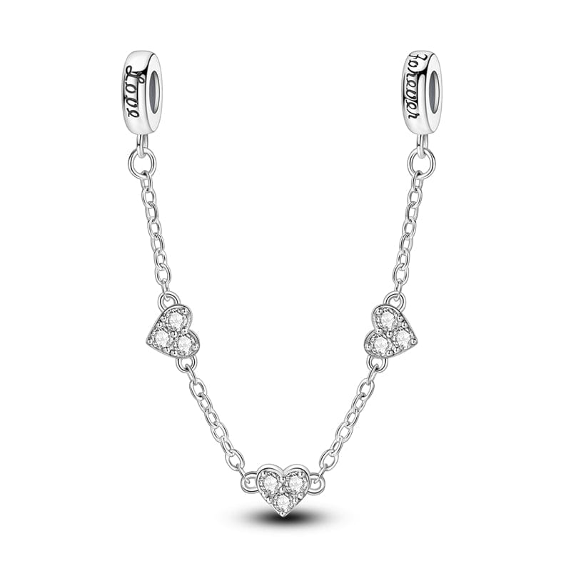 Amarante Jewelry Triple Heart Sterling Silver Safety Chain