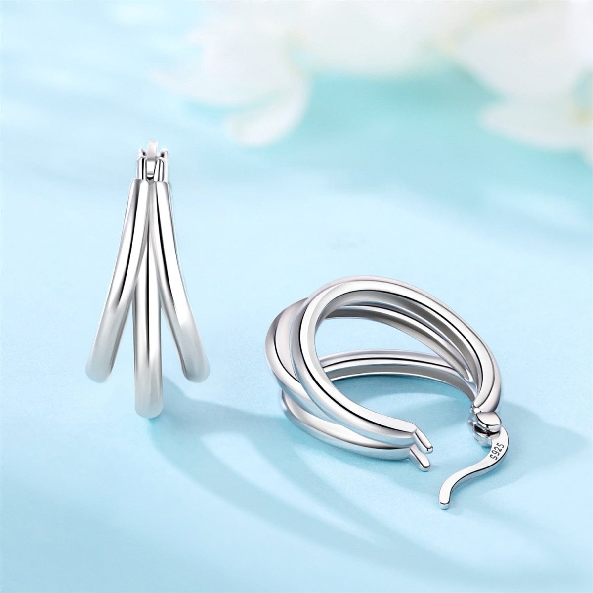 Amarante Jewelry Triple Loop Classic Hoop Earrings
