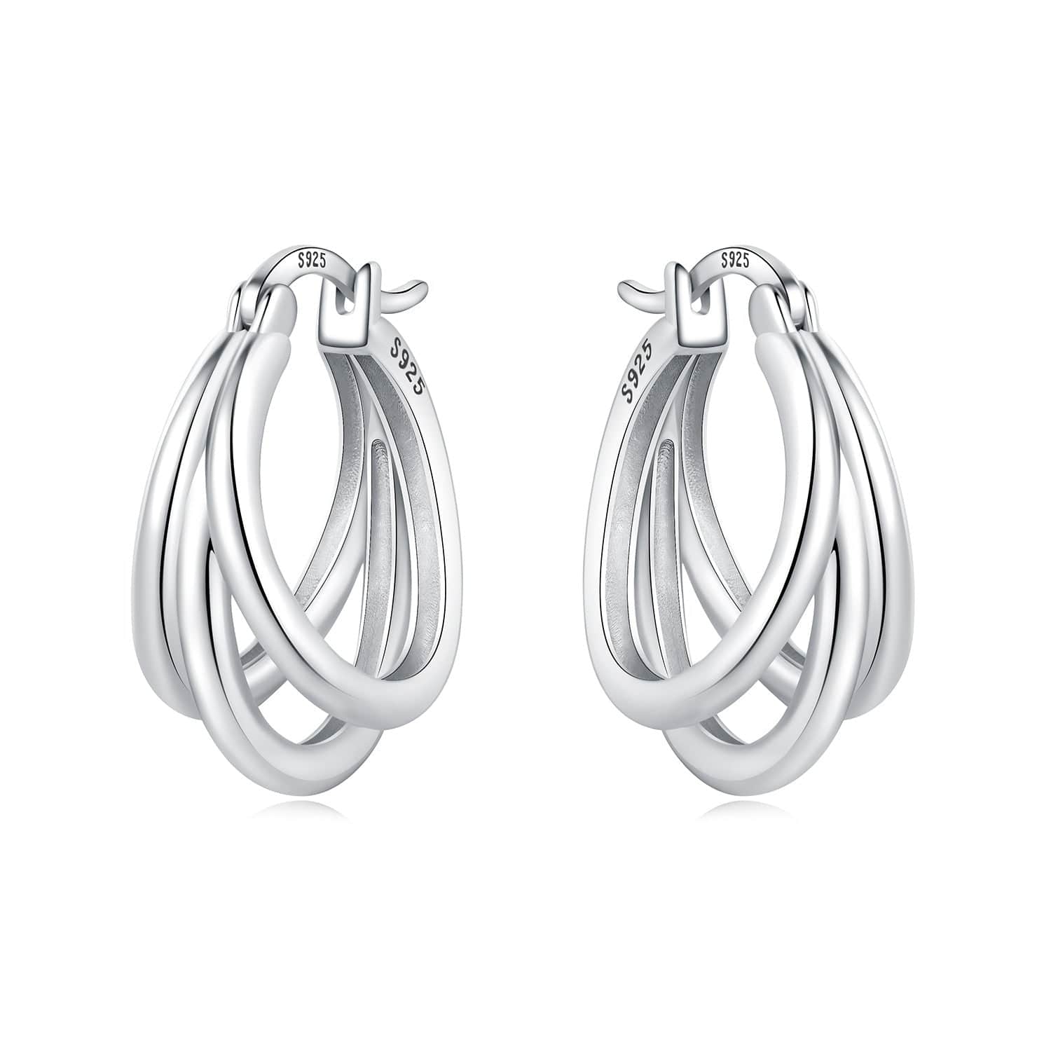Amarante Jewelry Triple Loop Classic Hoop Earrings