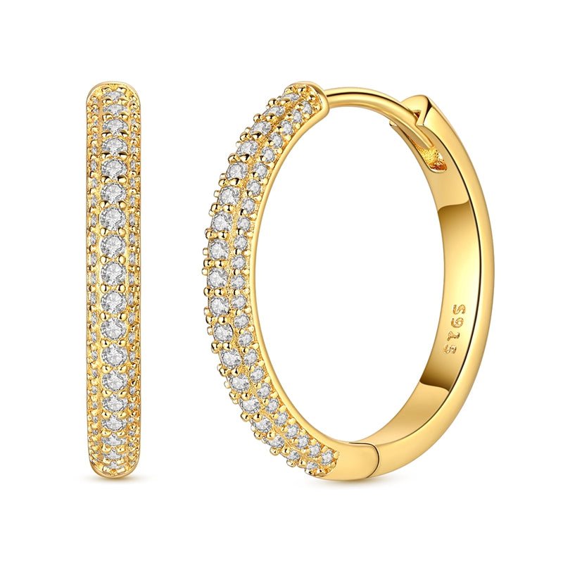 Amarante Jewelry Triple Row Sparkling Gold Hoop Earrings