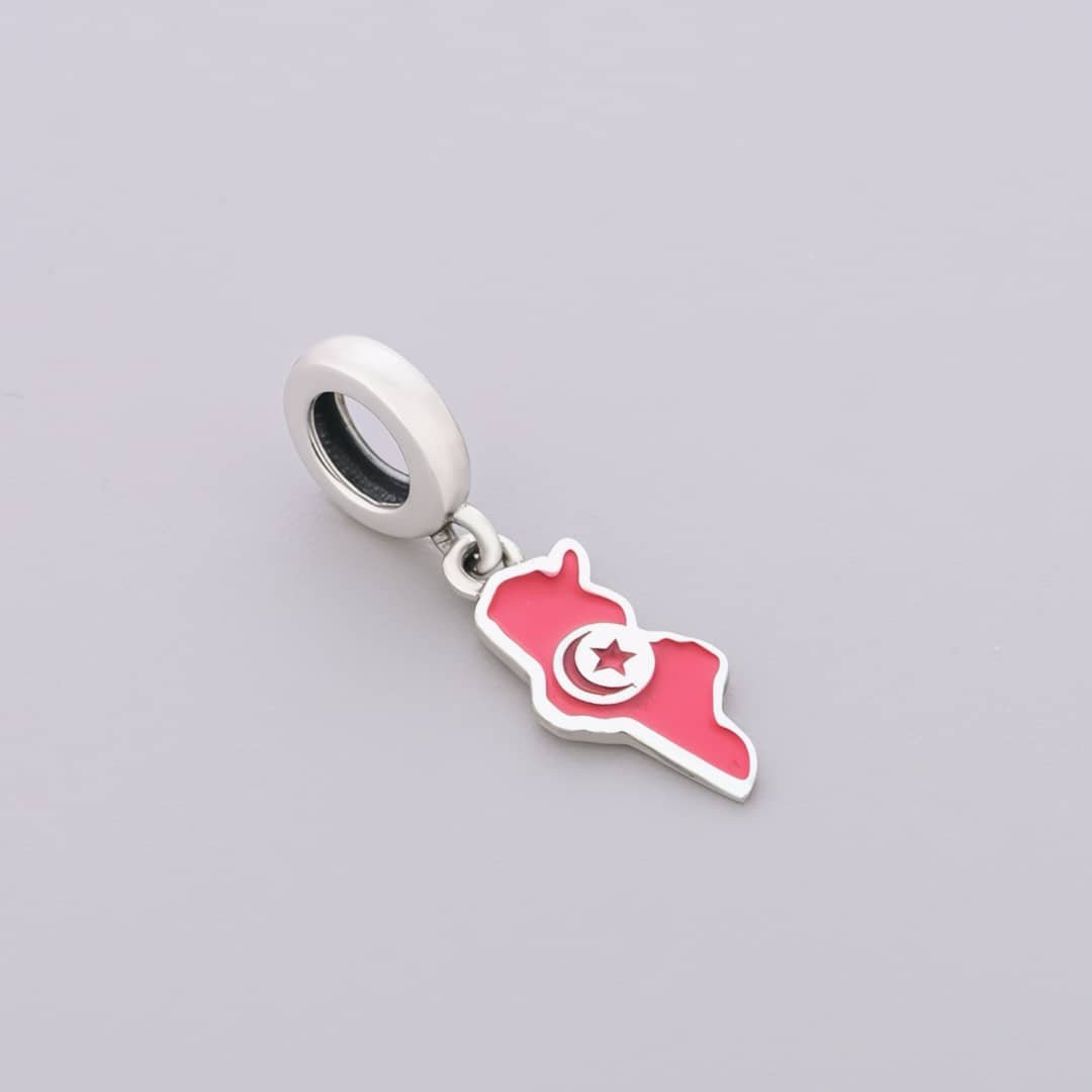 Amarante Jewelry Tunisia Map Flag Dangle Charm
