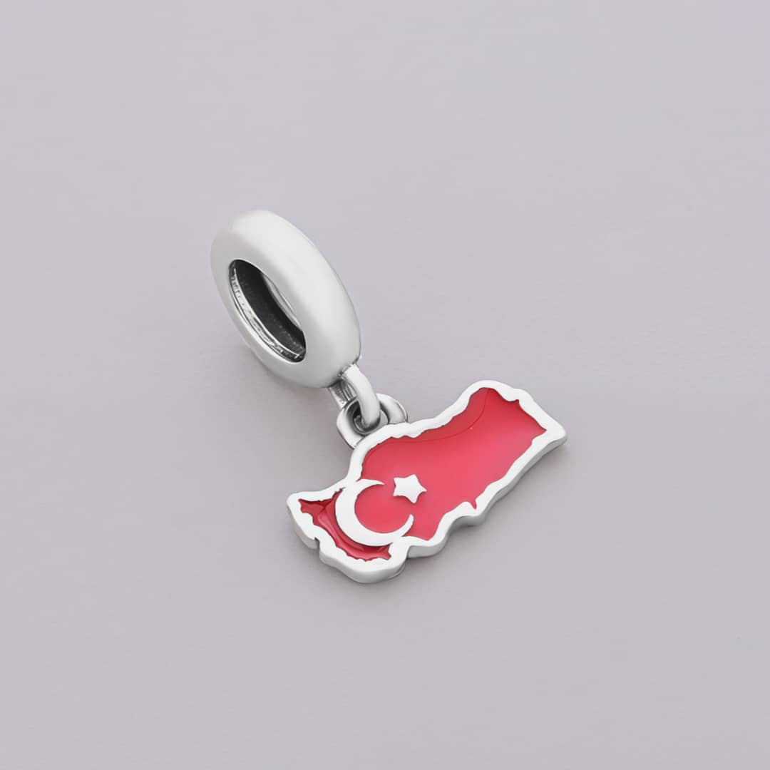 Amarante Jewelry Turkey Map Flag Dangle Charm