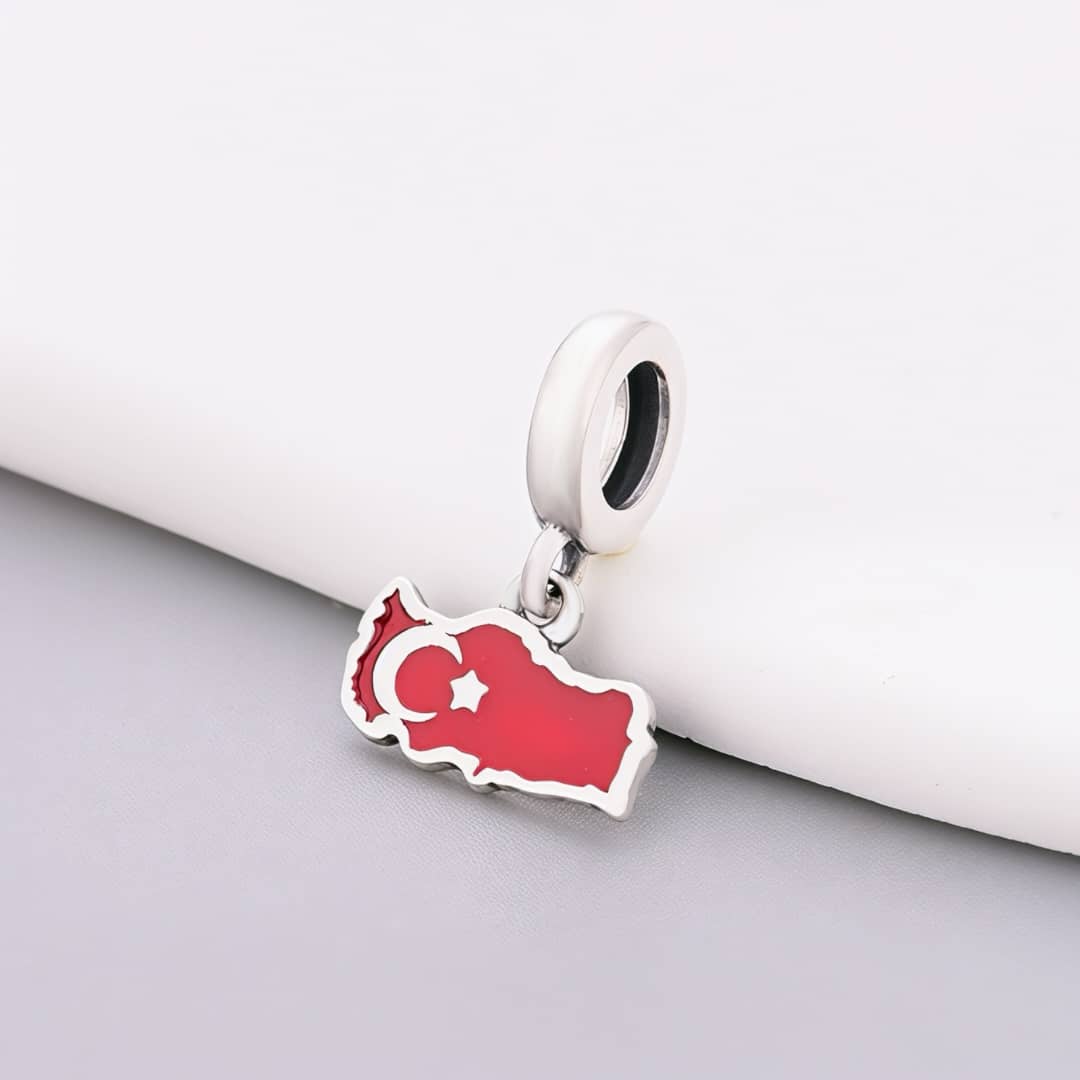 Amarante Jewelry Turkey Map Flag Dangle Charm