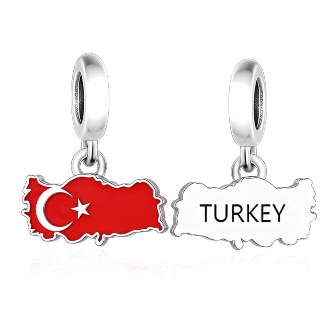 Amarante Jewelry Turkey Map Flag Dangle Charm