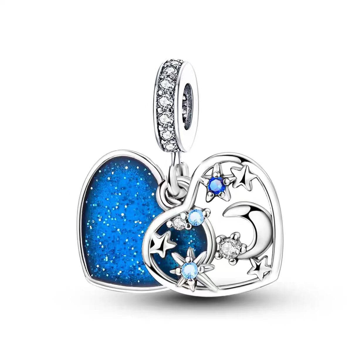Amarante Jewelry Twinkling Stars & Moon Heart Charm